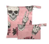 voucong Skulls Middle Finger Pink prop1 Dry Bags 2 Pack Travel Essentials per bambino con manici per il bagno