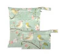 voucong Spring Pear Blossom Birds Green - Borsa per pannolini impermeabile, confezione da 2, essenziale da viaggio per bambini, con manici per pannolini per bambini