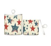 voucong Stelle con elementi della bandiera americana in plastica trasparente Candy Organizer Storage con coperchio Dispensa Essentials Contenitore decorativo per riporre filo interdentale, confezione