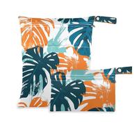 voucong Summer Palm Leaves Green Orange Mess-Proof Baby Wet Bag 2 Pack Wet Bag per costume da bagno con manici per il bagno