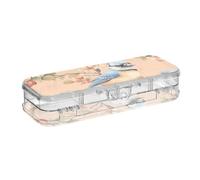voucong Sweet Blue Jay Birds Peach Clear Pencil Box 2 Layer Penne Astucci per bambini con chiusura a scatto e coperchio