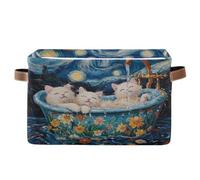 voucong Sweet Selkirk Cats Retro Vasca da Bagno Cestini 1 Pack Pieghevole e Impermeabile Cestini per Organizzare con Manico Robusto Roba Media per Cubby