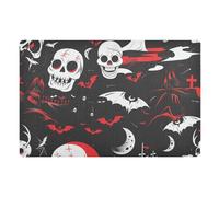 voucong Tappetino di benvenuto a basso profilo per Halloween con motivo Grim Shore, 81,3 x 50,8 cm, retro in gomma antiscivolo, assorbente, per ingresso porta anteriore e posteriore
