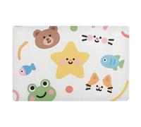 voucong Tappetino di benvenuto con simpatico cartone animato e colorato ZooLow Profile 81,3 x 50,8 cm retro in gomma antiscivolo extra per ingresso porta anteriore posteriore