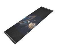 voucong Tappeto da bagno antiscivolo, lavabile in lavatrice, con nappa, per cucina, sala da pranzo, decorazione per la casa, sistema solare, paesaggio celeste, fantascienza, mistero