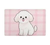 voucong Tappeto da lavanderia con cane bianco a cartoni animati, 81,3 x 50,8 cm, in gomma antiscivolo, ultra sottile, per scarpe e zampe fangose
