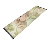 voucong Tappeto da soggiorno lavabile, antiscivolo, da cucina, con nappe, per bagno, camera da letto, decorazione per la casa, bella principessa bionda rosa bianca