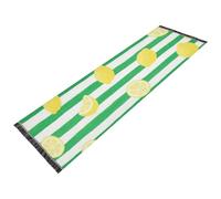 voucong Tappeto da soggiorno lavabile in lavatrice, antiscivolo, con nappe, tappeto da pavimento per feste e balli scolastici, decorazione per la casa, verde e bianco, a righe, limone, frutta