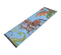 voucong Tappeto runner da corridoio, lavabile in lavatrice, antiscivolo, con nappa, tappeto da ingresso, per feste, balli scolastici, decorazione per la casa, pittura artistica con cavaliere blu drago