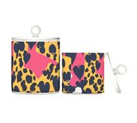 voucong Texas Hold'em - Organizer per alimenti in plastica trasparente con stampa leopardata, con coperchio, accessori per il bagno, contenitori decorativi in cotone, confezione da 2