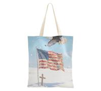 voucong The American Flag Bird Snow Canvas Shopping Bags per le donne con tasche con manici riutilizzabili borse di tela Tote Bags Bulk Friend Regali di compleanno