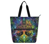 voucong The tree - Borsa per libri colorati, per bambini, ragazzi e ragazze, impermeabile, riutilizzabile, con cerniera, per università, shopping, spiaggia