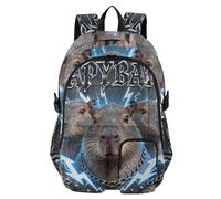 voucong Tre Capybaras Heavy Metal 80s Zaino da viaggio per laptop per le donne Tre Capibara Heavy Metal anni '80 Lavoro College Scuola Bookbag 17.5 pollici Laptop Zaino Ufficio Zaino