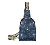 voucong trendy blu scuro cerchio FIORE e bianchi in pelle borse a tracolla in pelle fanny pack borsa per pannolini per escursioni, Fiore Cerchio Blu Scuro e Bianchi, 1 size