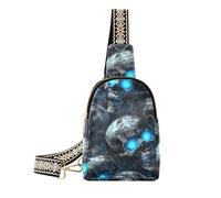 voucong trendy Horror Skull Blue Neon Eyes impermeabile fionda antifurto crossbody fanny pack petto per il viaggio, Occhi Neon Blu Cranio Horror, 1 size