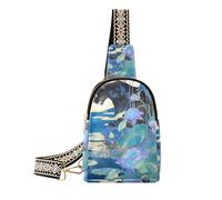 voucong trendy Vintage Black Leopard Blue Hydrangea Flowers borsa a tracolla borse multiuso fanny pack petto per il viaggio, Fiori di ortensia blu leopardo nero vintage, 1 size