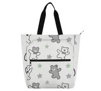 voucong Un simpatico e divertente orsacchiotto grigio per bambini carino tote bag per bambini ragazzi ragazze impermeabile bambini attività borsa arte tote bag con cerniera per la scuola shopping