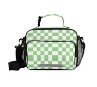 voucong Verde e Bianco Americano Plaid Borse Pranzo per Adulti con Tracolla Grandi Borse Pranzo per Le Donne per il Campeggio Femminile