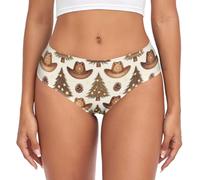 voucong Western Christmas Tree Cowboy Bambù Donna Slip Biancheria Intima Donna Soft Touch Organic Mutande, Albero di Natale occidentale Cowboy, XS