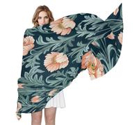 voucong William Morris Flower Peach Dark Blue sciarpa di seta 70 "x 35" sciarpa testa moda per le donne per la sera bufanda para mujer