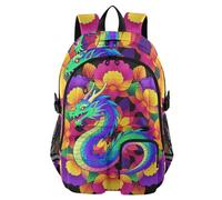 voucong Zaini da viaggio per donne e uomini acquerello drago fiori scuola universitario Bookbag 44,5 cm zaino universitario zaino bagagli zaino