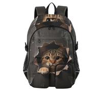 voucong Zaini da viaggio per laptop da donna carino gattino guarda dal muro borsa per libri per ragazze adolescenti 44,5 cm zaino da lavoro da donna zaino da lavoro zaino da lavoro