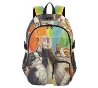 voucong Zaini da viaggio per laptop per le donne arcobaleno carino gatti alto-cinque libri scolastici 17,5 pollici zaino per laptop zaino per bagagli per adulti zaino