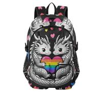 voucong Zaini da viaggio per laptop per le donne Pansessuale Pride Colori Drago Lavoro College Scuola Bookbag 17.5 pollici Borse da lavoro per adulti Zaino da ufficio