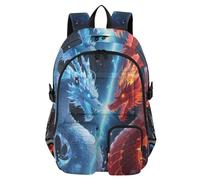 voucong Zaini da viaggio per le donne Cool Blue Red Dragon School Bookbag per ragazze adolescenti 17 5 pollici Zaino da lavoro Business Zaino
