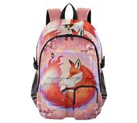 voucong Zaini per computer portatile da uomo Red Fox Cherry Flower Japanese School College Bookbag 17.5 pollici Laptop Zaino ufficio Zaino