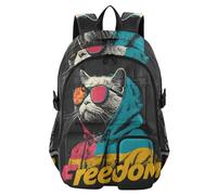 voucong Zaini per laptop con cappuccio da donna con gatto Cool School College Bookbag da 17,5 pollici Zaino per laptop per adulti Zaino per bagagli Zaino