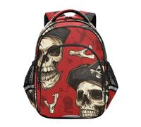 voucong Zaini scolastici per bambini ragazzo/ragazza zaino da scuola per ragazzi ragazzi casual zaino da giorno 43,2 cm taglia M teschi pirata scarlatto pirata pirata