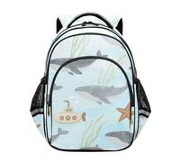 voucong Zaino carino per bambini ragazzo/ragazza borse da scuola adolescenti ragazzi casual zaino a tracolla 43,2 cm taglia M Cartoon carino balena grigia