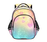voucong Zaino da esterno per bambini adolescenti adolescenti borse per laptop ragazzi Casual Day pack 17 pollici M Size arcobaleno cuore falso glitter