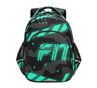 voucong Zaino da esterno per bambini Ragazzo/Ragazza Borsa Pack per la scuola Bambini Casual Day pack 17 "M Size Camouflage Nero Orso Piede Stampa Blu