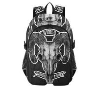 voucong Zaino da viaggio da uomo con teschio di capra gotico gotico con teschio di capra, borsa per libri da 17,5 pollici, con scomparto per laptop