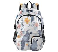 voucong Zaino da viaggio per computer portatile per uomini donne cartone animato pappagallo grigio africano bianco scuola bookbag per ragazze adolescenti 17 5 pollici zaino da uomo da lavoro leggero