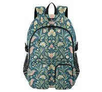 voucong Zaino da viaggio per donne e uomini William Morris Birds Boho Blu College Work Bag 44,5 cm Zaino da donna per lavoro Business Zaino