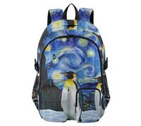 voucong Zaino da viaggio per donne Starry Night Penguins Blue School Bookbag per ragazzi adolescenti 17,5 pollici laptop zaino bagagli zaino zaino zaino