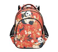 voucong Zaino da viaggio per la scuola per bambini adolescenti adolescenti scuola media grande Bookbag Teen Boys Travel Back Pack 43,2 cm M Size Animal Panda rosso oro retrò