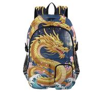 voucong Zaino da viaggio per laptop per uomini donne drago giapponese onda fiore scuola Bookbag per ragazzi adolescenti 17 5 pollici Zaini laptop ufficio zaino