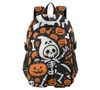 voucong Zaino da viaggio per le donne carino Halloween Dancing Skeleton Jack-o'-lantern Spooky Fun College School Bookbag 44,5 cm Zaino da lavoro da donna Zaino da lavoro Zaino da lavoro