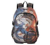 voucong Zaino da viaggio rosso e blu Ice and Fire Phoenix per le donne rosso blu ghiaccio fuoco fenice librerie per ragazzi adolescenti 17 5 pollici zaino da uomo lavoro business zaino