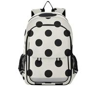 voucong Zaino per bambini di età compresa tra 8 e 12: leggero bookbag per bambini in colori assortiti Trendy Polka Dot Nero Beige