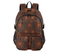 voucong Zaino per computer portatile da uomo, motivo gotico con ragnatela gotica, nero e arancione, per scuola, università, 17,5 pollici, zaino per laptop da ufficio