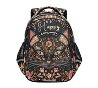voucong Zaino per la scuola per bambini ragazzo/ragazza zaino per la scuola adolescenti ragazzi casual zaino a tracolla 43,2 cm M Size Bohemian stile marocchino buon compleanno animale gatto bronzo