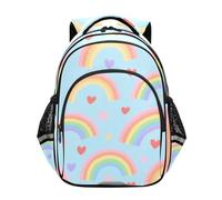 voucong Zaino quotidiano per bambini ragazzo/ragazza borsa dei giocattoli adolescente ragazzi casual Day pack 43,2 cm M Size cuore arcobaleno blu