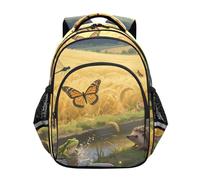 voucong Zaino scolastico carino per bambini ragazzo/ragazza borse da scuola adolescenti bambini casual zaino a tracolla 43,2 cm M Size grano animale autunno