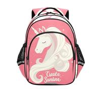 voucong Zaino scuola elementare per bambini ragazzo/ragazza scuola libro borsa per bambini Casual Day pack 17 pollici M Size unicorni pesca sole