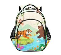 voucong Zaino scuola elementare per ragazzi borsa libro per la scuola bambini casual Day pack 17 pollici M Size Safari Zoo Animal
